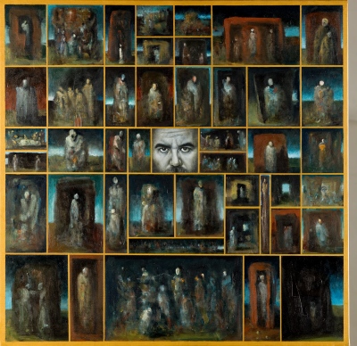 Intervju / The Interview, olje na platno / oil on canvas, 2000, 60x60 cm