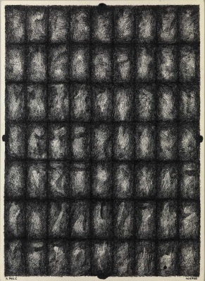 Gehenna, tu&amp;scaron;, pero, papir / ink, pen, paper, 1992, 65x47 cm