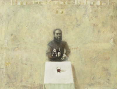Alter Ego, olje, les in papir / oil, wood and paper, 2002, 60x80 cm